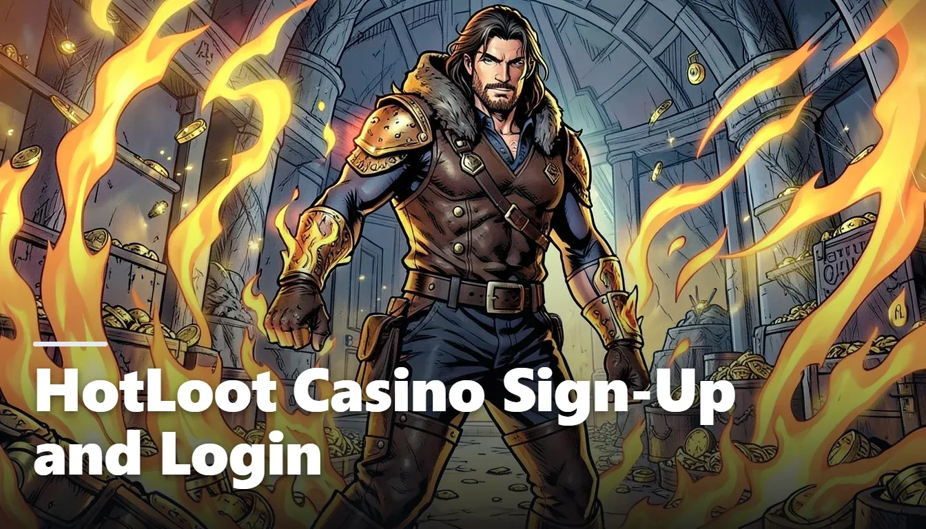 HotLoot Casino brand character beside the registration steps